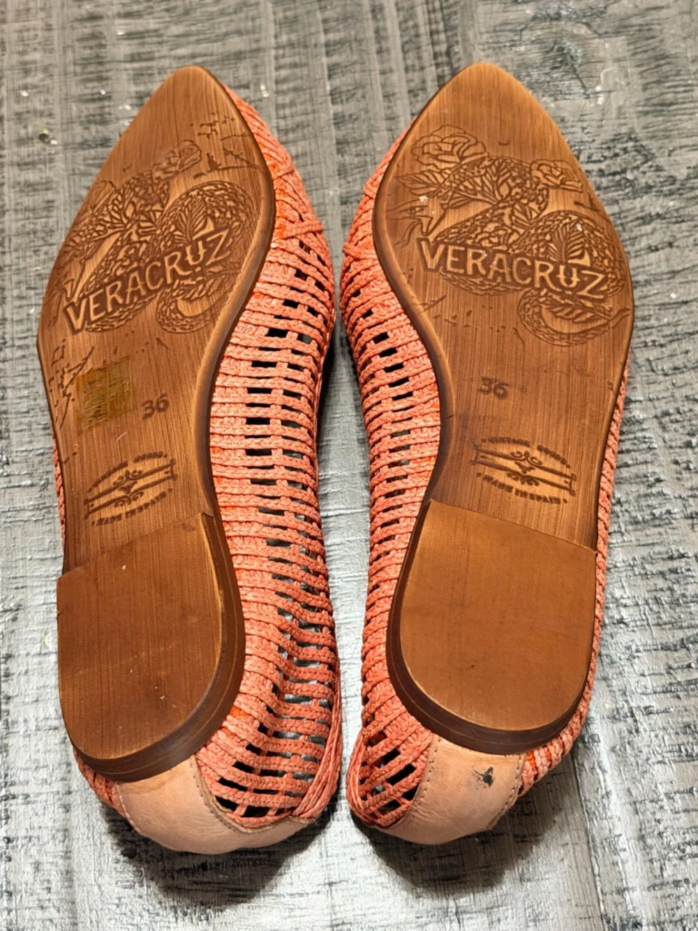 Pointed Woven Flats in Terracotta by Raczuz